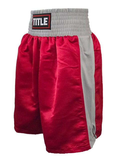 Title Boxing Trunks: - Satin-Red